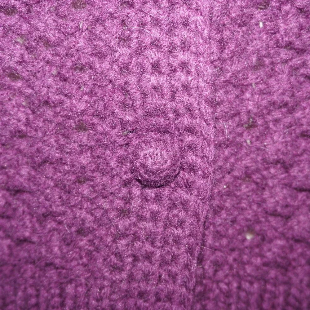 Vintage LL Bean Purple Wool Angora Knit Cardigan Sweater - Picture 3 of 8